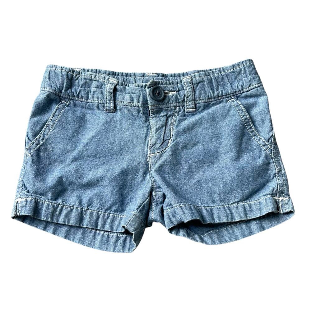 Girls 4 Faded Glory Organic Cotton Lightweight Blue Denim Summer Shorts